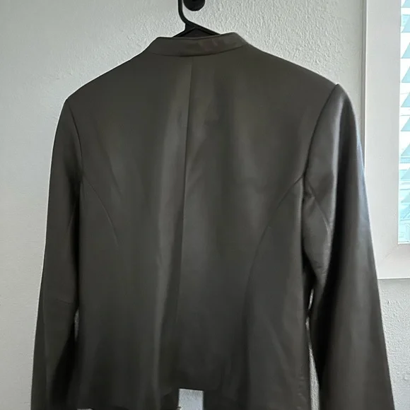Ann Taylor Women's Dark Olive Leather Jacket - Picture 3 of 4
